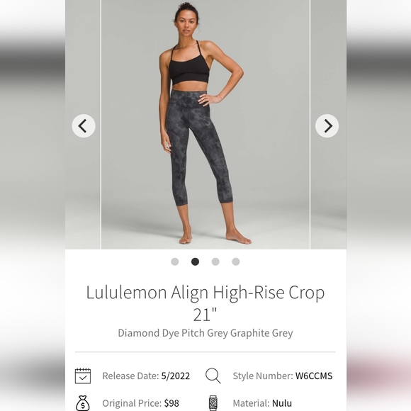 lululemon athletica Pants - Lululemon Align High-Rise Crop 21" Sz 8 Diamond Dye Grey